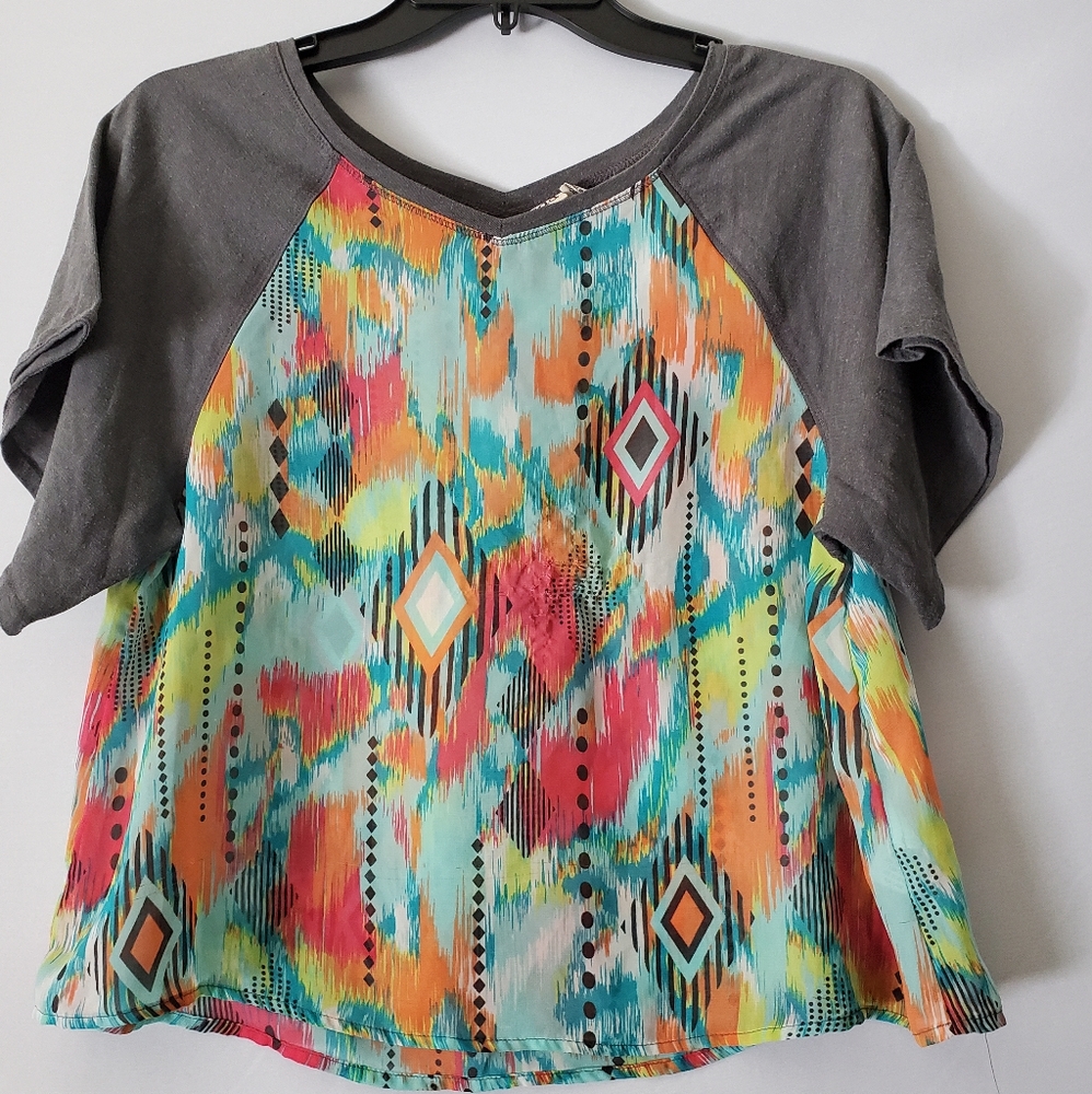 Girls Mudd Top Large 14 Bright Colors, Sheer Nylon